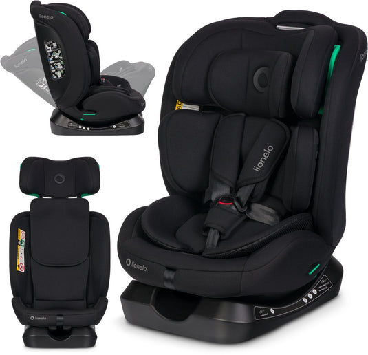 Lionelo aart i-size autostoel 4in1 – 40-150 cm (0-12 jaar) – universeel, geschikt voor elke auto – rwf fwf – achterwaarts tot 105 cm – installatie met autogordel – memory foam hoofdsteun – 13 standen – kantelbaar – r129