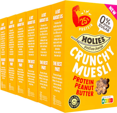 Holie's crunchy protein peanut butter 6x 400gr - ontbijtgranen - suikervrij - gezond - vegan