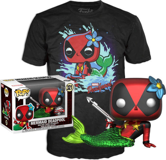 Funko pop! marvel deadpool: set figure and tee - deadpool mermaid exclusive maat l