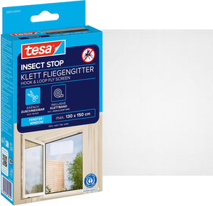 Tesa insect stop h l fly screen for window - hor met klittenband, op maat snijden, zonder boren - 1 net - 130 x 150 cm - wit (lichte privacy)