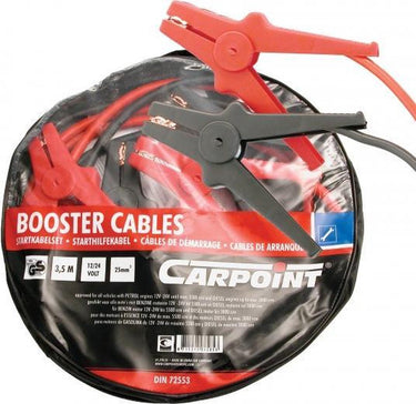 Carpoint startkabel set – voor 12 24 volt - kleur gecodeerde kabels – voor benzinemotoren tot 2500cc –– met volledig geïsoleerde klemmen – met tüv gs din72553 product certificering - kabellengte 3.5 meter