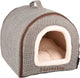 Flamingo kattenbed – katten slaapmand – kattenhuis – kattenhol – cat cave – bruin crème, 45 x 35 x 35 cm – slaapplaats snoozebay