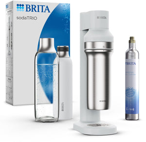 Brita - sodatrio - bruiswatertoestel - soda - wit - incl. 1 flesvoet, 1 co2 cilinder, 1 glazen fles, 1 kleine rvs fles