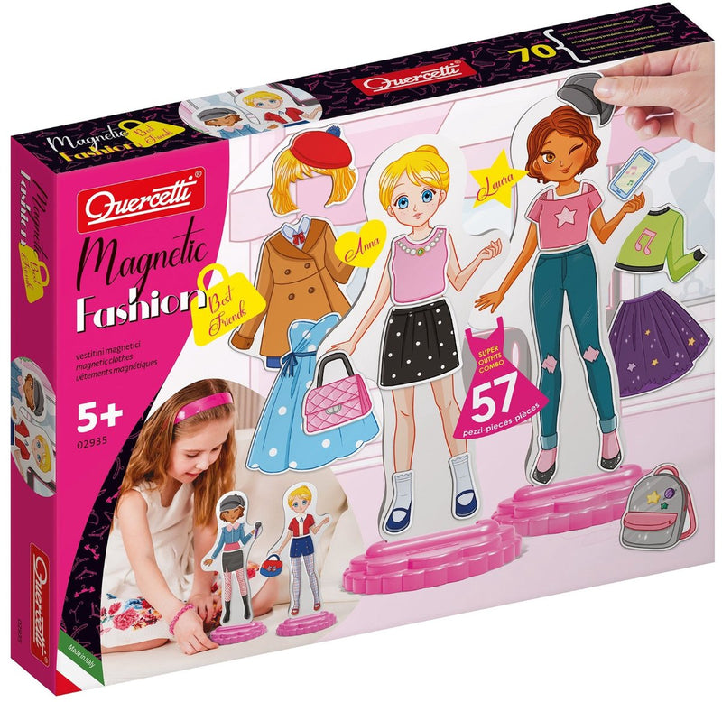 Afbeelding laden in galerijviewer, Quercetti magnetische mode aankleedpop best friends - 57dlg.
