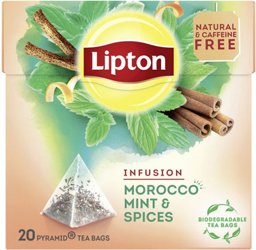Lipton infusion morocco mint spices - 80 theezakjes piramid - kruidenthee met munt - 4 x 20 zakjes - voordeelverpakking