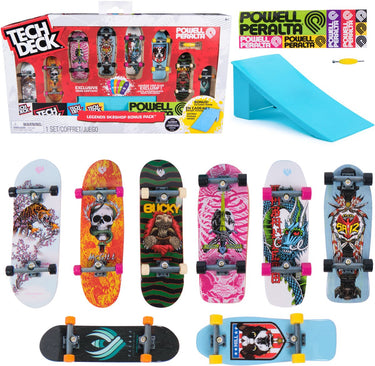 Tech deck , powell peralta legends sk8shop bonus pack met schans, verzamelbare en aanpasbare miniskateboards