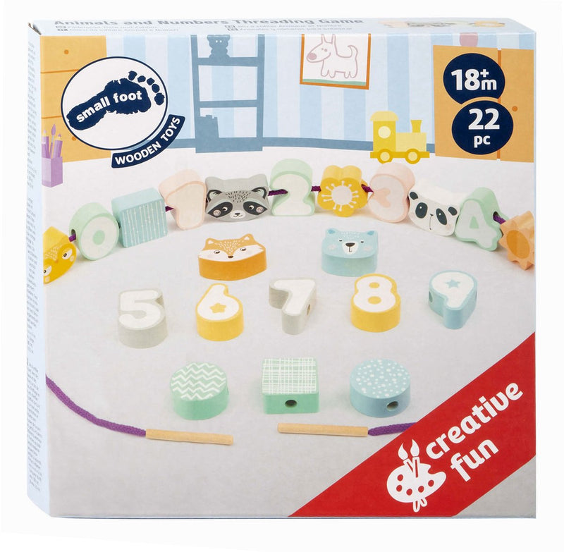 Afbeelding laden in galerijviewer, Small foot - houten rijgsspel dieren en cijfers, 22dlg.
