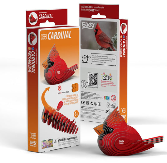 Eugy 3d puzzel - kardinaal - vogels - duurzaam - verzamel ze allemaal - 6 jaar