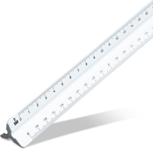 Aristo schaalstok f - lengte 30 cm - 1:2.5 :5 :10 :20 :50 :100 (din) - wit kunststof - in beschermetui - ar-1314 4