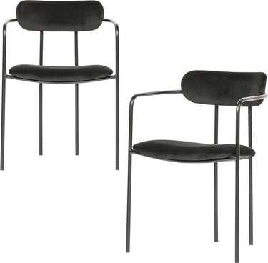 Woood ivy eetkamerstoelen - fluweel - zwart - set van 2