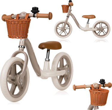 Lionelo alex plus – loopfiets vanaf 3 jaar – 12” lekvrije banden – verstelbaar zadel (30-35 cm) stuur (52-58 cm) – met voetensteun, mandje bel – 3,4 kg licht – stuurbegrenzer – antisliphandvatten – comfortabel zitting, baby fiets leren balanceren