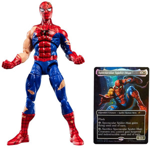 Hasbro marvel legends magic: the gathering action figure battle-damaged spider-man (plus exclusive foil card) 15 cm action figuur