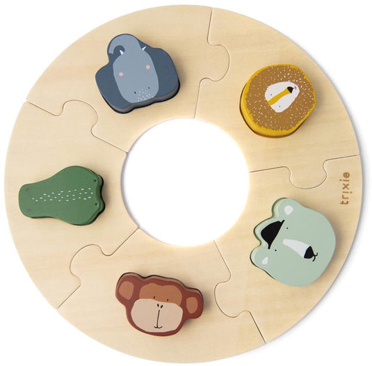 Trixie houten ronde vormenpuzzel - eerste speelgoed baby - vanaf 1 jaar - educatief - voor jongens meisjes