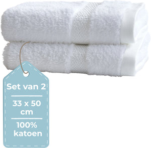 Hush. living hush living - gastendoek - set van 2 - 33×50 cm - 100% katoen - zware kwaliteit 500g m2 - stijlvol boord en ophanglus - wit