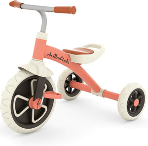 Chillafish driewieler 1 jaar voor meisjes met anti slip pedalen - retro loopfiets voor peuters tot 5 jaar - roze - lichtgewicht en stabiel met draaghandvat - stille anti slip banden voor binnen en buiten - model ziggi