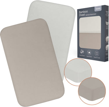 Lionelo bamboo sheet set van 2 hoeslaken 80×42 cm voor co-sleeper wieg – universeel passend, natuurlijke bamboeviscose, zacht en ademend, elastiek geschikt voor matrassen tot 10 cm, wasbaar op 30°c