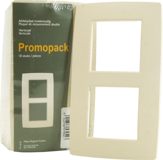 Niko original cream afdekplaat - tweevoudig vertikaal - 10 stuks