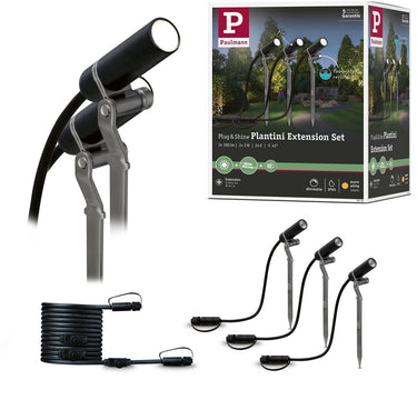 Paulmann plug shine led-tuinspots plantini uitbreidingsset ip65 3000k 3x2w antraciet
