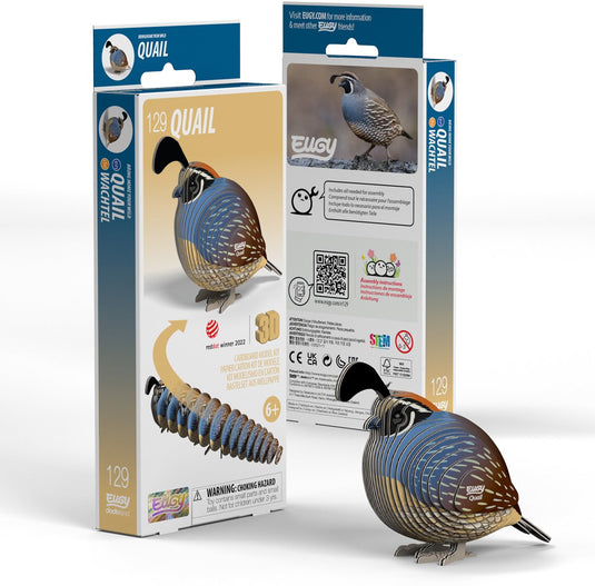 Eugy 3d puzzel - kwartel - vogels - duurzaam - verzamel ze allemaal - 6 jaar