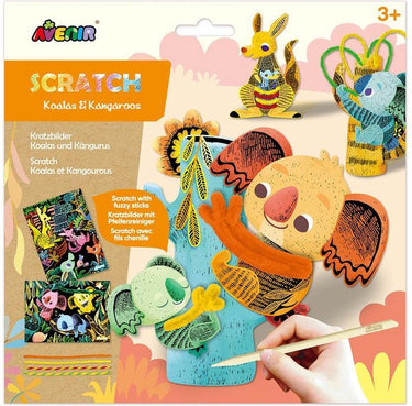 Avenir scratch en knutsel - koala's en kangoeroe's - met pijpenragers - creatief spelen - 3 jaar
