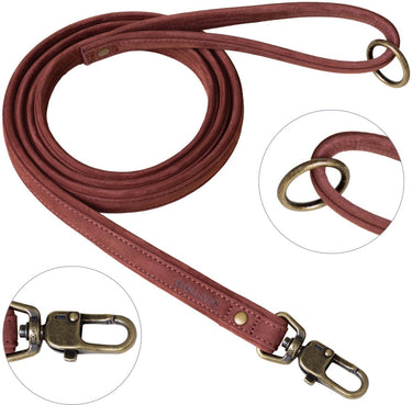Peluvio regent – leren hondenriem – maat l – 2,5 cm breed – 1,7 m lang – voor grote en zeer grote honden – rundleer – koperen details – veiligheidssluiting – bruine hondenlijn