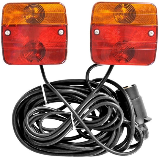 Proplus aanhangerverlichtingsset 7,5 + 2,5 m – voor 12v aanhanger met 7-polige stekker – magnetische bevestiging – rood oranje