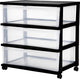 Iris new wide chest ladesysteem - 3 lades x 30l - kunststof - zwart transparant - met wielen