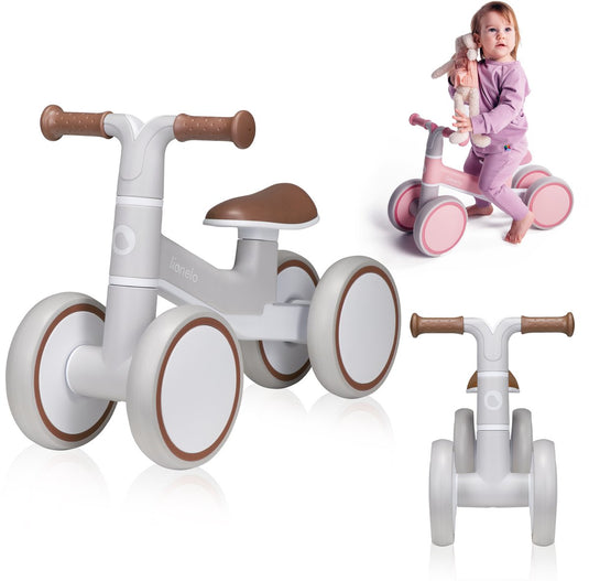 Lionelo villy loopfiets - lichtgewicht - 1-3 jaar - jongens en meisjes - tot 30kg - 4 wielen - schokdemper voorvork - antislip handvatten - ergonomisch zadel - stuurslot - verjaardagscadeau