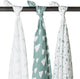 Meyco baby clouds dots feathers swaddle - 3-pack - hydrofiel - stone green - 120x120cm