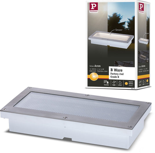 Paulmann solar led-grondinbouwlamp b-waar aron bewegingsmelder ip67 3000k 40lm wit