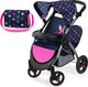 Bayer design tweeling poppenwagen twin xeo, dubbele poppenwagen, verstelbare duwstang, tas