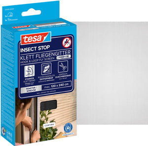 Tesa insect stop h l fly screen premium for windows - hor met sterke klittenband, verwijderbaar zonder resten, op maat snijden - 120 x 240 cm - antraciet (transparant)