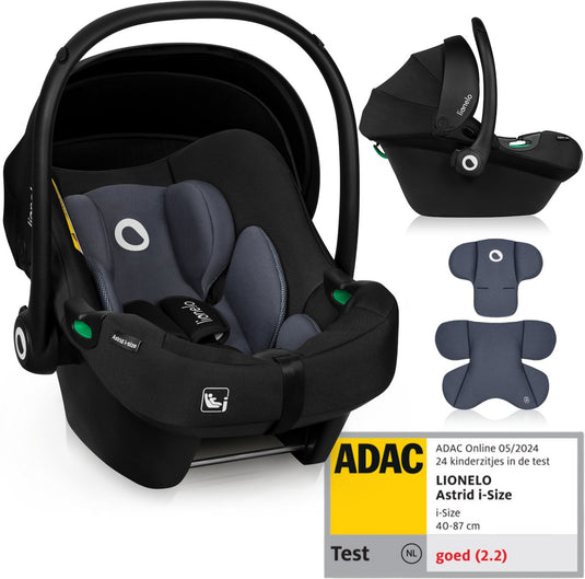 Lionelo astrid i-size autostoel – adac 5-sterren – 40-87 cm – rwf – memory foam – verstelbare hoofdsteun (7 cm) – holmbergs gordels – compatibel met isofix-base kinderwagen – i-size norm – licht veilig