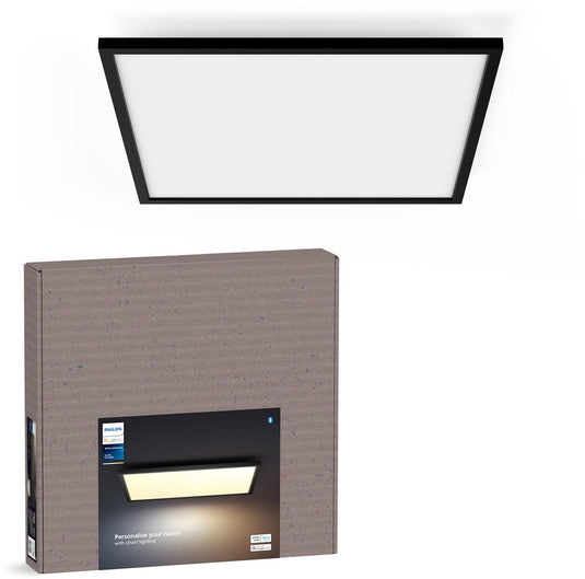 Philips hue aurelle - vierkante led plafondlamp - zwart - aanpasbaar wit licht - ø 600mm - slimme verlichting