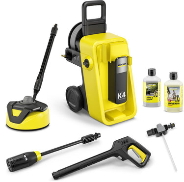Kärcher k 4 comfort premium home hogedrukreiniger - 130 bar - 420 l u - 30 m2 u - terrasreiniger t 5 - slanghaspel - 4-in-1 spuitlans - geschikt voor oa. auto - fietsen - terras - motoren - schutting en tuinset