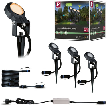 Paulmann plug shine led-tuinspots sting basisset insectvriendelijk ip67 2200k 3x6,3w 75va antraciet