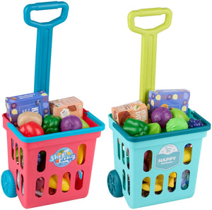 Eddy toys - winkelwagentje speelgoed voedselplayset - 21 stuks - kinder boodschappenkar met accessoires - speelgoedwinkeltje accessoires - 1 willekeurige set