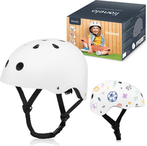 Lionelo helmet fietshelm voor kinderen - maat 50-56cm - 20x23cm - s - intertek certificering - abs eps materialen - verstelbare pasvorm - 11 ventilatieopeningen - extra kinbeschermer - personaliseerbaar met krijt en stiften - en1078 gecertificeerd