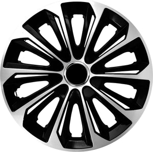 Nrm - stig extra wieldoppen 16 - zilver zwart- set van 4 stuks - abs duurzaam resistant