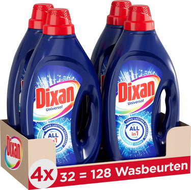 Dixan gel universal - vloeibaar wasmiddel - voor alle kleuren was - betrouwbare reiniging - 4 x 33 wasbeurten - voordeelverpakking
