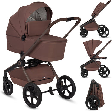 Lionelo freya 2in1 kinderwagen – reiswieg wandelwagen – vanaf geboorte tot 22 kg – premium buggy - pu-wielen met vering – voor- achterwaarts zitje – upf50+ kap – compleet accessoiresysteem