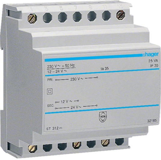 Hager - transfo 220v 12-24v 25va 4 modules - st312