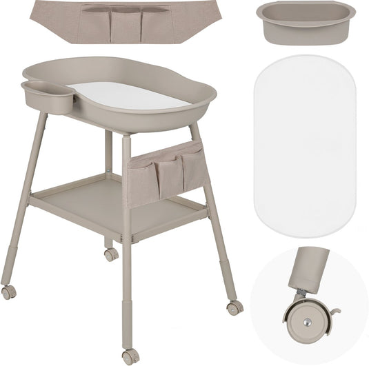 Lionelo rosie vrijstaande verschoontafel – aankleedkussen – schuimmatras, organizer afneembare zij-caddy – 4 wielen met rem – verstelbare hoogte – veilig modern – voor baby’s tot 11 kg