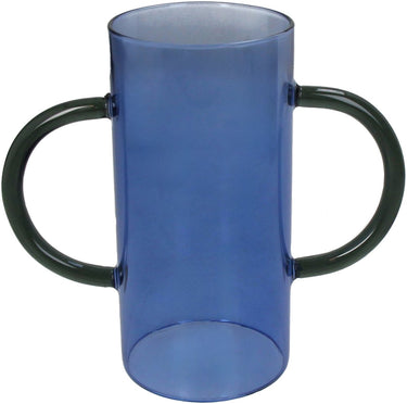 Hd collection vaas glas blauw 19,5x8,5x17,5cm