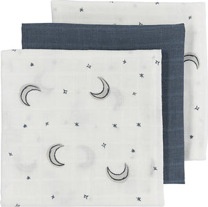 Meyco baby moon hydrofiele doeken - 3-pack - indigo - 70x70cm