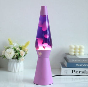 I-total lavalamp - lava lamp - sfeerlamp - 40x11 cm - glas aluminium - 30w - paars met roze lava - paarse voet- xl2940