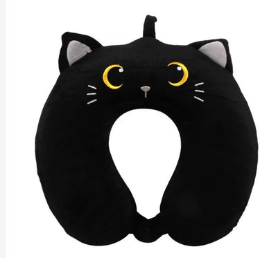 Itotal neck pillow black cat zwarte kat 33 x 28 x 18 cm ontspanning | unieke nekkussen