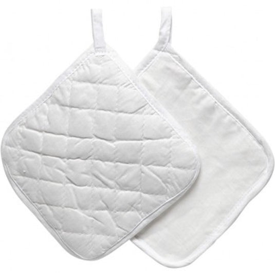 Creativ company katoenen pannenlappen set 20x20 cm wit 4 stuks