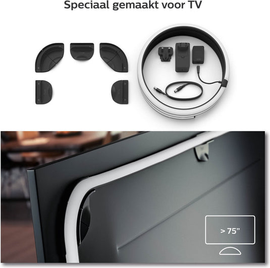 Philips hue play gradient lightstrip 75 inch - televisie - zwart - 20w - incl. voeding en steunen