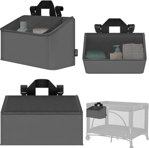 Lionelo sidepocket medium – bedside pocket wiegorganizer 43×15×23 cm – 3 ritsvakken handvat – voor reisbed, co-sleeper box – verstevigd, multifunctioneel afneembaar